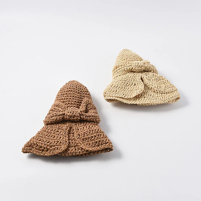 Шляпа женская Соломенная Складная с широкими полями и бантом Панама от солнца