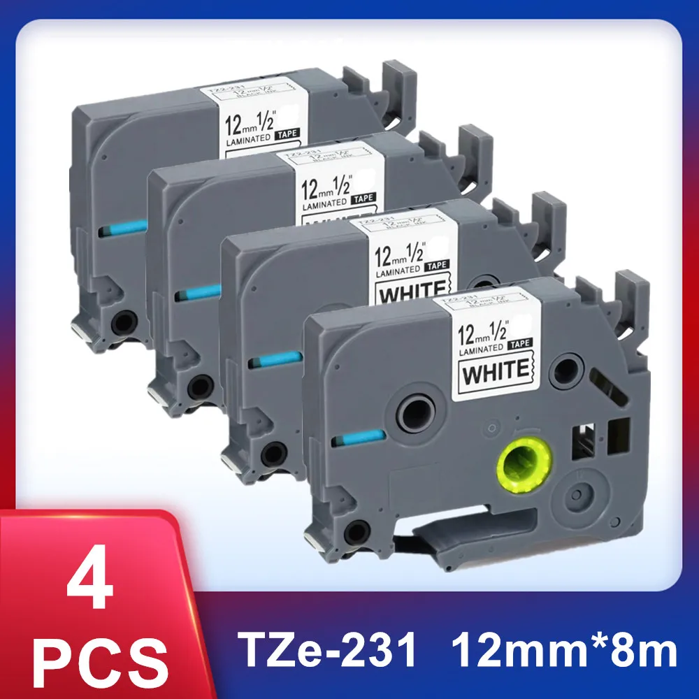 

Black on White Tze231 Laminated Label Tape Compatible Brother p-touch label printers Tze-231 Tze 231 tz231 tz-231 tze tapes