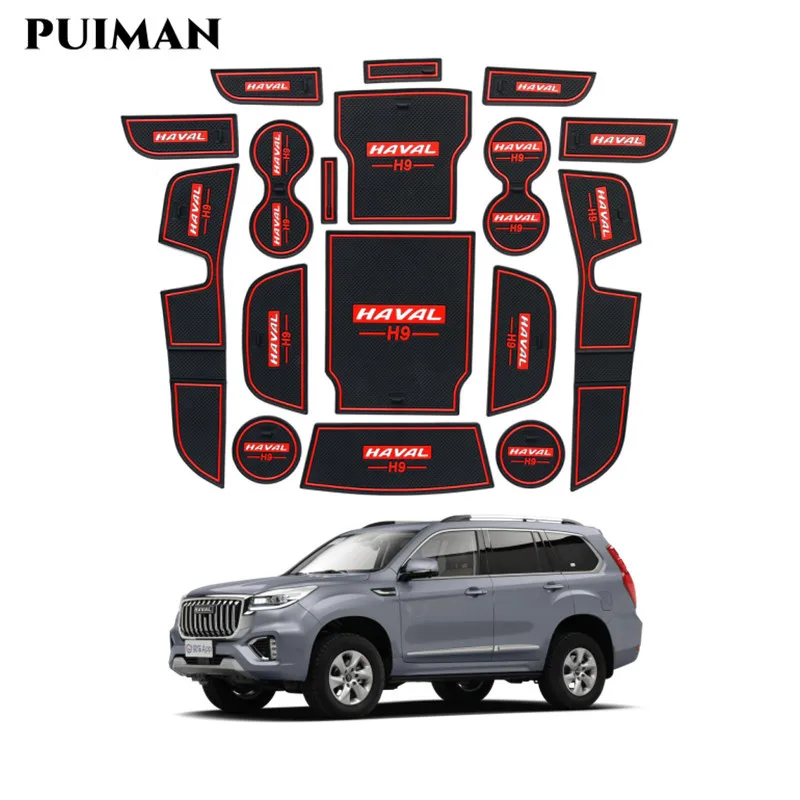 

For GWM Haval Hover H9 2015-2022 Interior Non-Slip Mat Door Groove Pad Rubber Gate Slot Cup Cushion Decoration Car Accessories