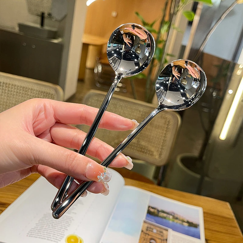 Длинная Ложка Для Супа Из Нержавеющей Стали Десертная Круглая В Стиле Вестерн