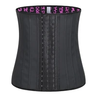 25 steel bone latex corset inner pink leopard waist trainer shaper women high compression faja sseamless slimming control girdle