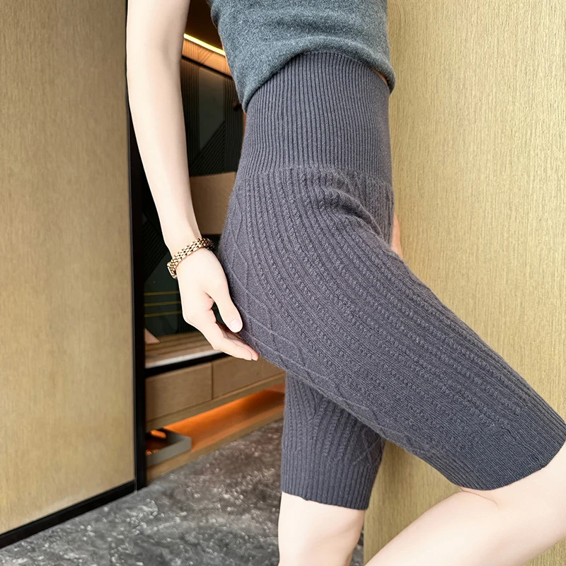 Трикотажные спортивные брюки с завышенной талией 100% кашемир