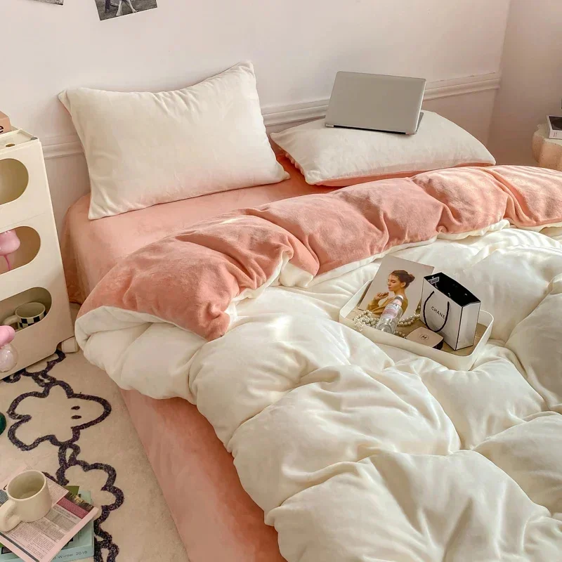 

Winter Warm Velvet Duvet Cover Soft Skin-friendly Flannel Quilt Cover Solid Color Thickened Duvet Cover 150x200/220x240cm