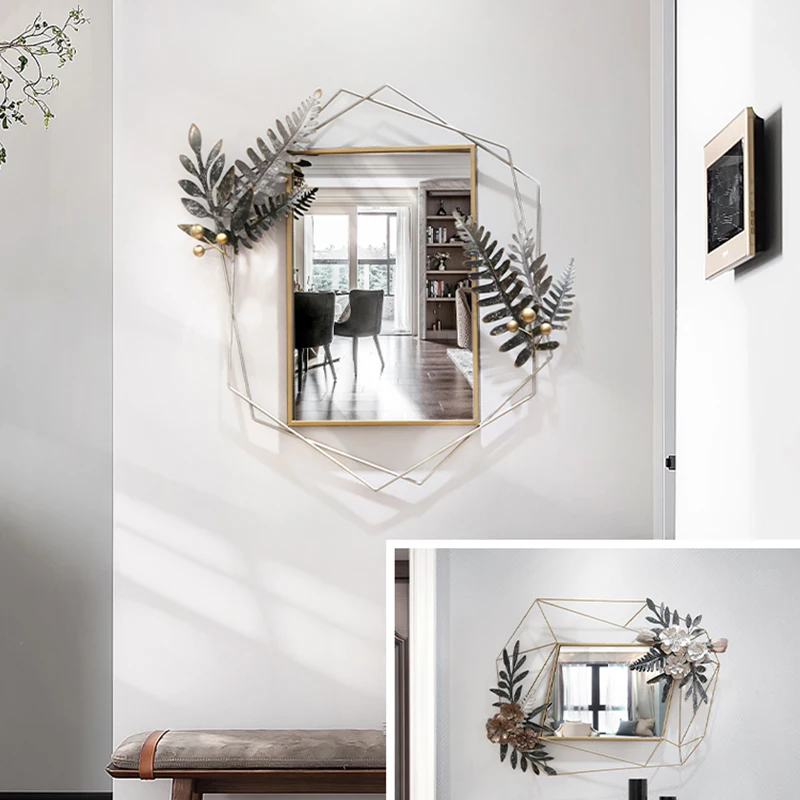 

Hanging Wall Mirror Modern Design Irregular Shower Squares Room Decor Home Stickers Hanging Decoracion Lusterko Bathroom Decor