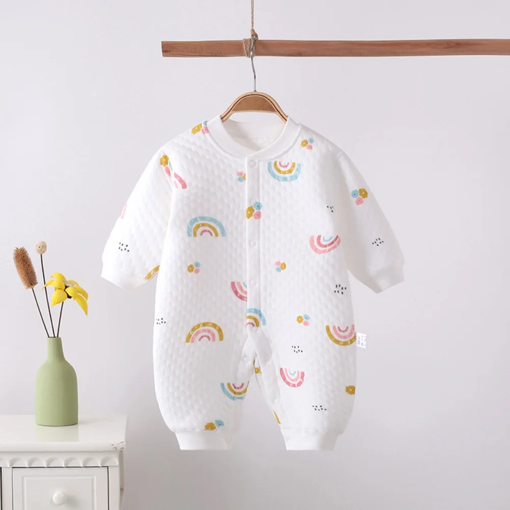 

Jlong Autumn Kids Girl Thicken Warm Jumpsuit Spring Toddler Cotton Soft Outerwear Suit Fruit Print Baby Boy Romper 0-24 Months