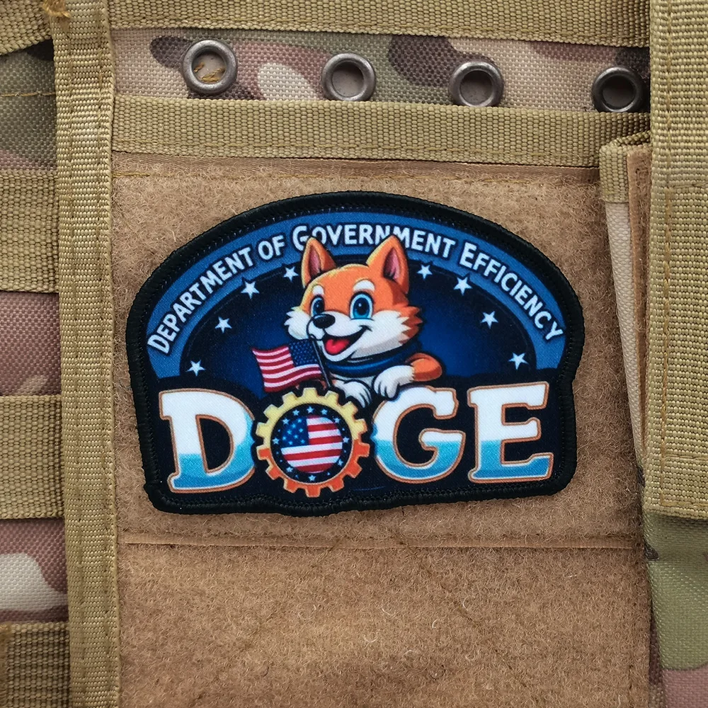 DOGE ПВХ нашивка резиновый принт тактический значок флаг США милая повязка с