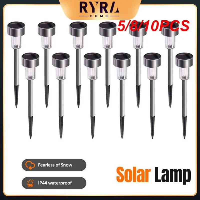 

5/8/10PCS Stainless Steel Decorative Lamp Outdoor Outdoor Garden Lamp Three Light Color Walkway Lighting Pathway Lights Light