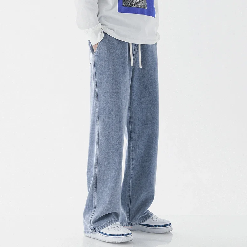 Новинка 2025 корейские мешковатые джинсы Мужские повседневные джинсовые