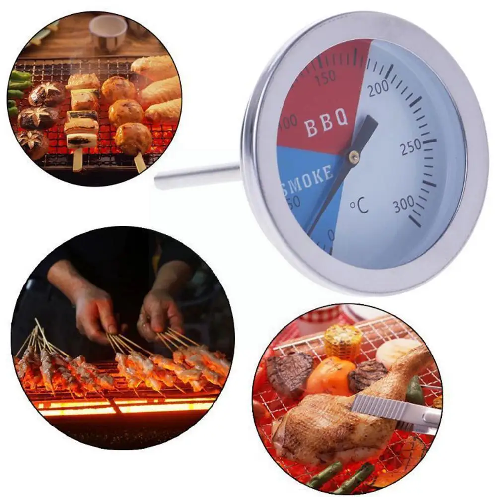 

Steel Barbecue 300 Degrees Thermometer Bbq Smoke Grill Gauge Outdoor Camp Oven Temperature Tool T7f7