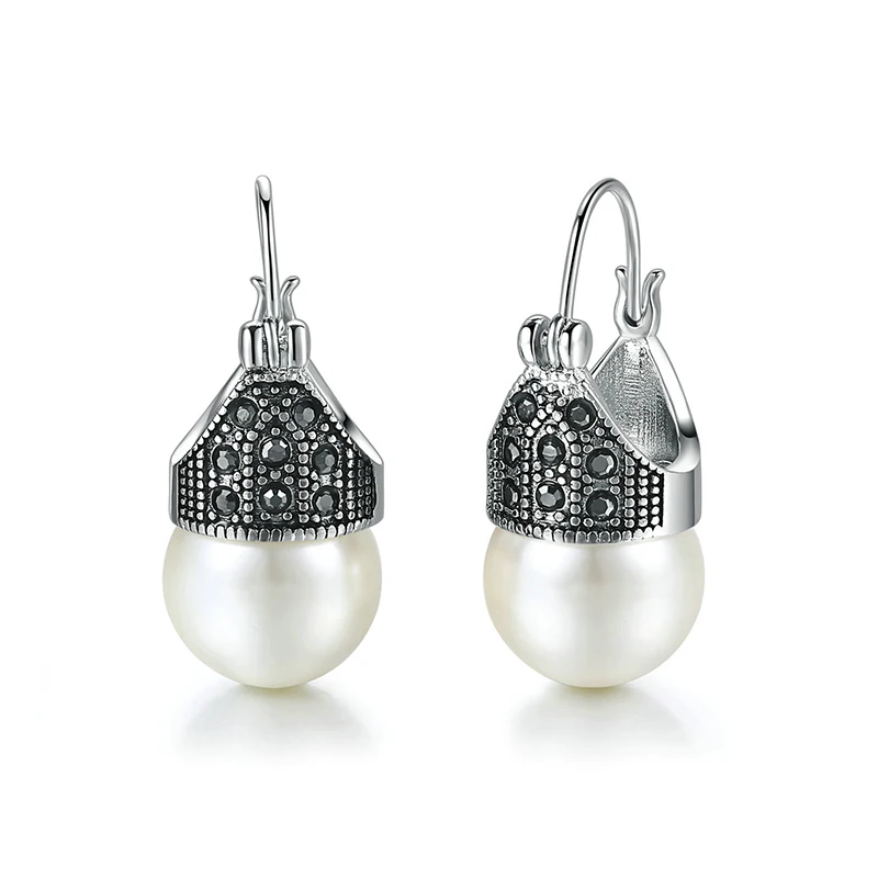 

925 Sterling Silver Natural Pearl Earrings Shell Pearls Drop Dangle Earrings Large Pearls Earring,Handmade Natural Jewelry Gifts