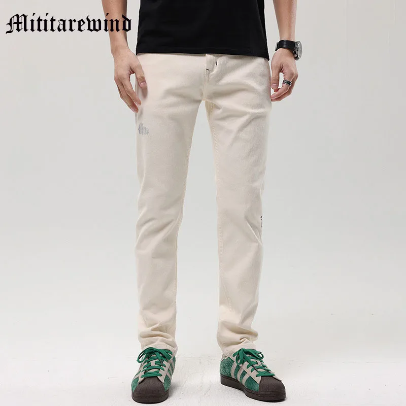 

Джинсы мужские Стрейчевые в американском стиле, модные облегающие универсальные брюки, простые классические прямые повседневные штаны