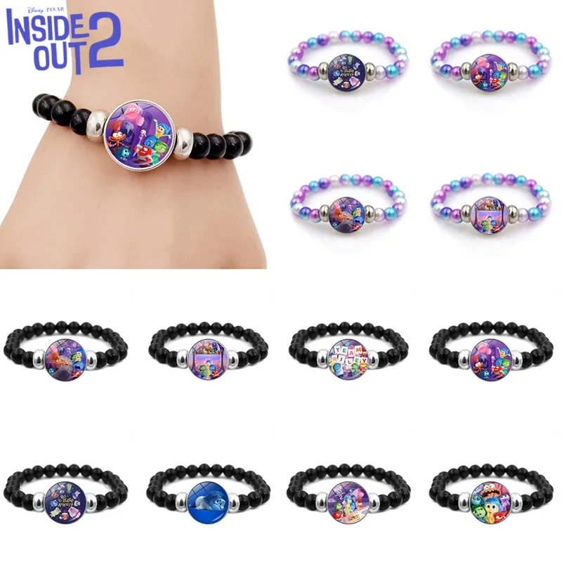 Disney Inside Out 2 Joy Sadness Anger Disgust мультяшная фигурка браслет из бисера милые аксессуары