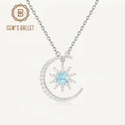 Женское Ожерелье с кулоном GEM'S BALLET, ожерелье с кулоном из стерлингового серебра 925 пробы с натуральным круглым швейцарским голубым топазом