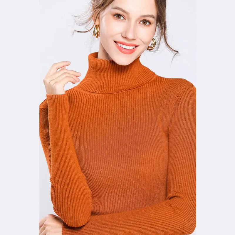 

High Neck Sweater Women Turtleneck Knitwear Casual Clothing Office Ladies Outfits