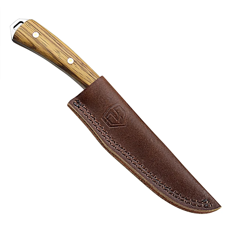 Нож HARNDS Cheetah HK3118 с фиксированным лезвием и деревянной ручкой в виде зебры кожаный