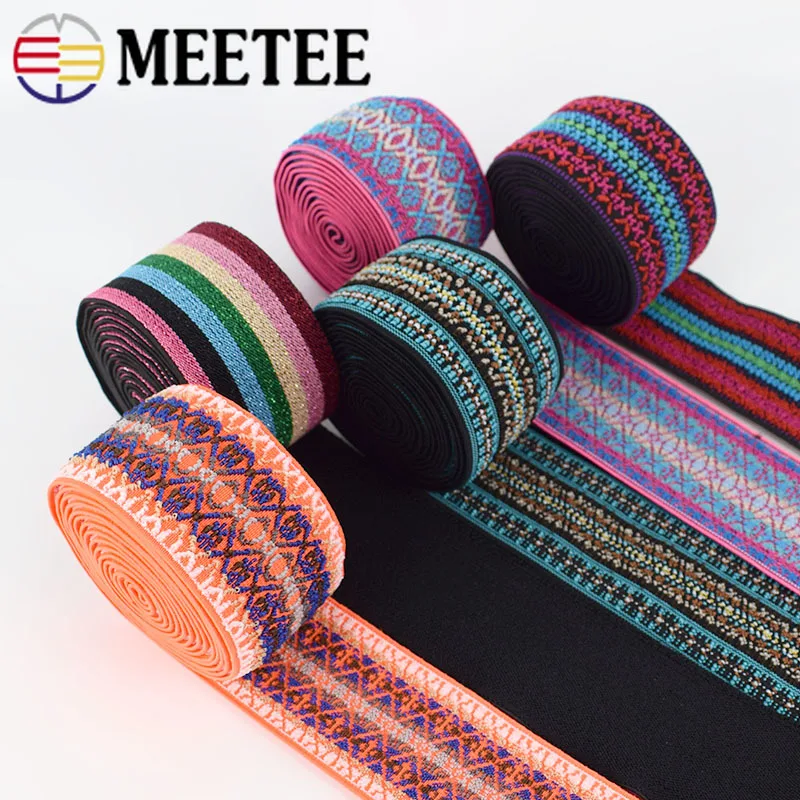 

2/5Meters 50mm Polyester Jacquard Elastic Band Webbing Pants Waist Binding Rubber Tapes for Skirt Bags Belt DIY Sewing Crafts
