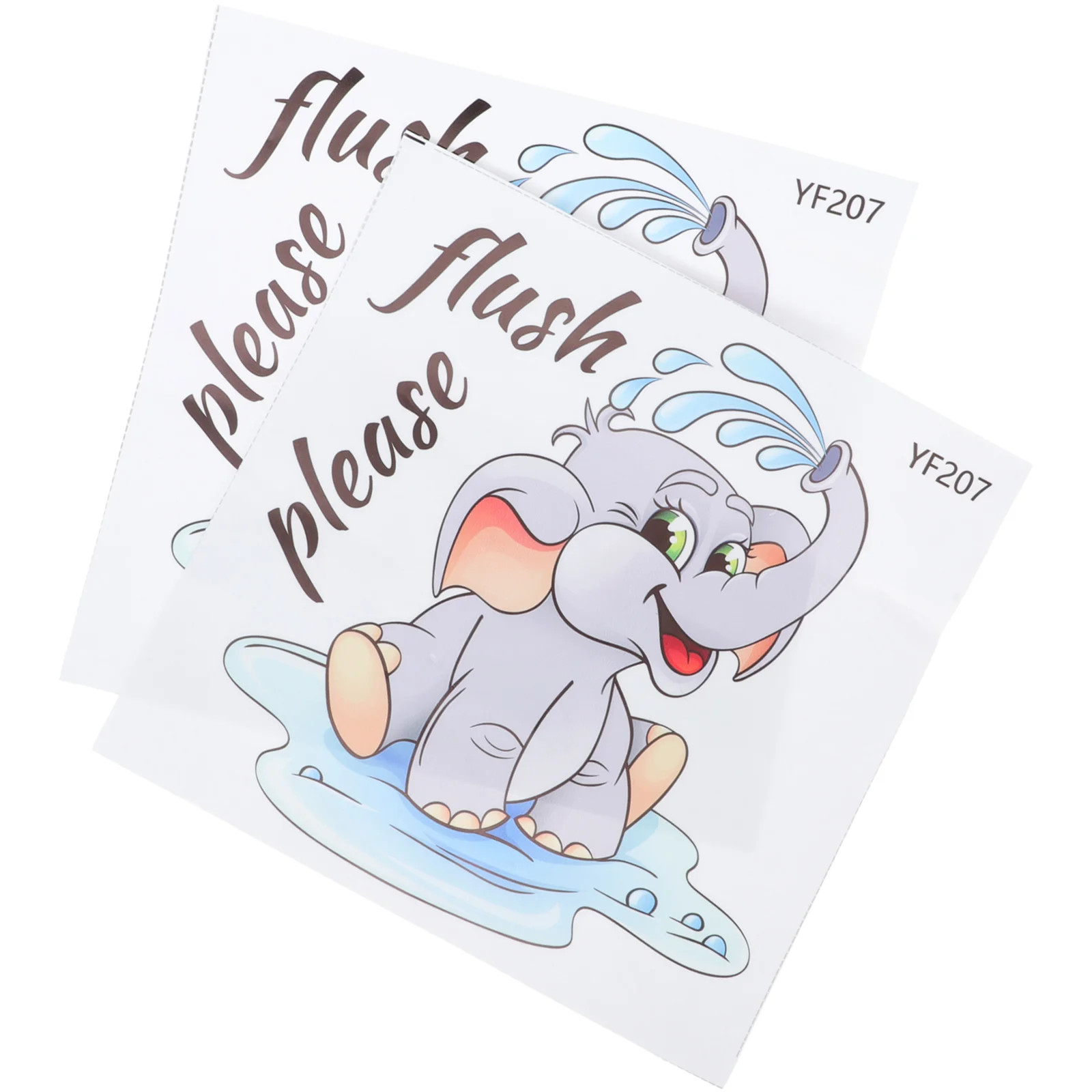 

Toilet Decal Bathroom Sticker Sign Flush Elephant Wall Stickers Lid Cartoon Seat Reminder Funny Please Decorative Push Decals