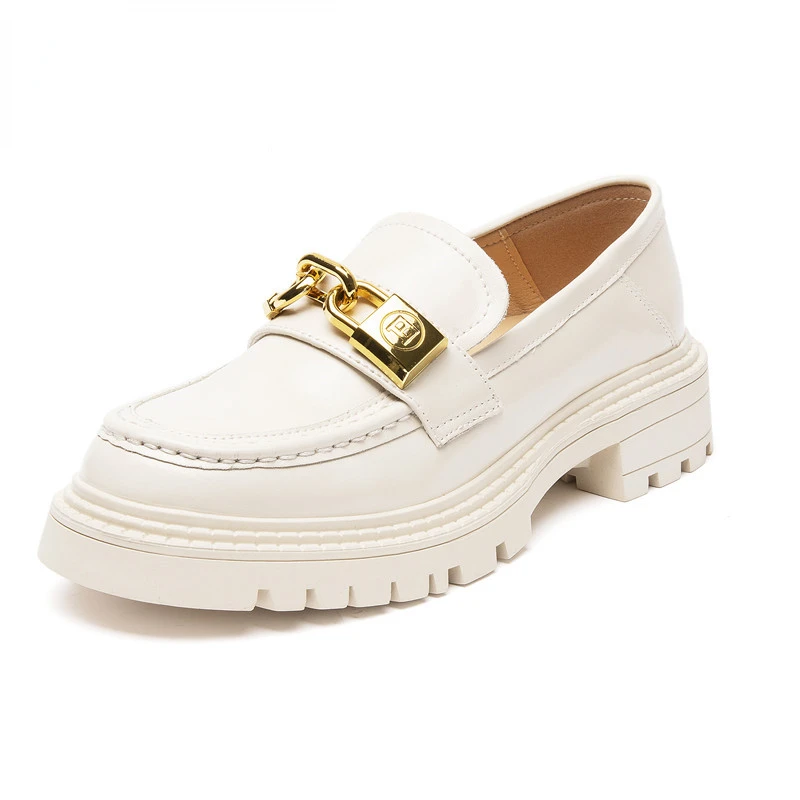 

Women Loafers Sneakers Spring Genuine Leather Platform Shoes Women Casual British Style Female Penny Shoes