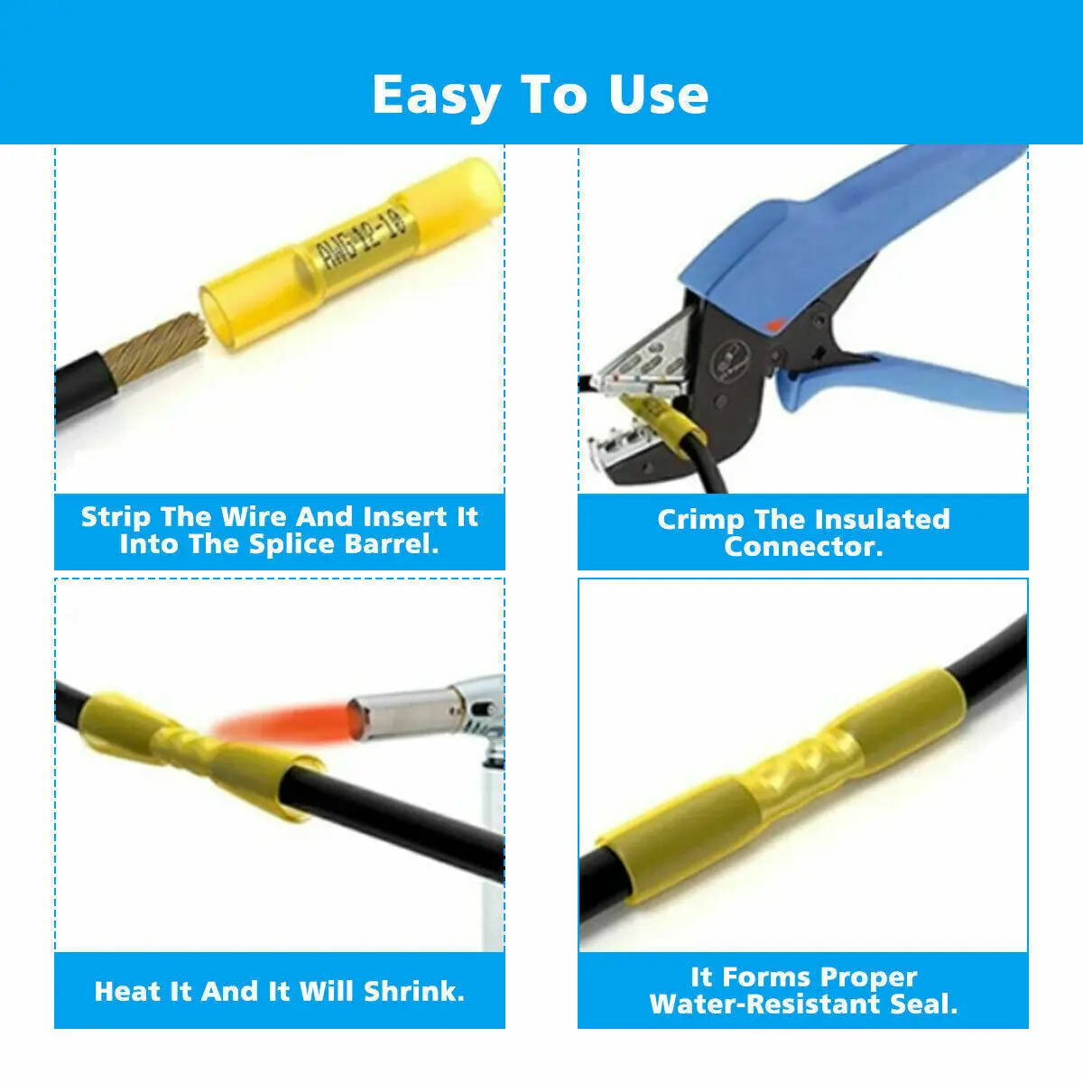 100 шт. термоусадочная пуля женский и мужской провод комплект обжимных клемм для