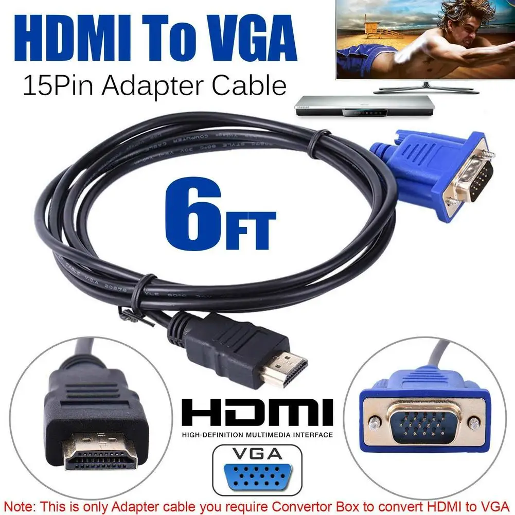 

HDMI-compatible to VGA 1080P Adapter Cable HDMI-compatible Male to VGA HD-15 Male Connecting Cable