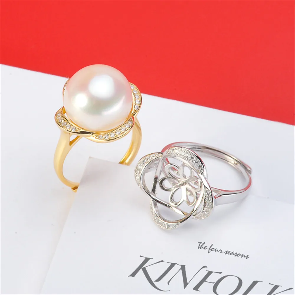 

Аксессуары «сделай сам» из жемчуга S925 Стерлинговое серебряное кольцо-консилер регулируемое с 11-14 мм круглыми плоскими бусинами без жемчуга