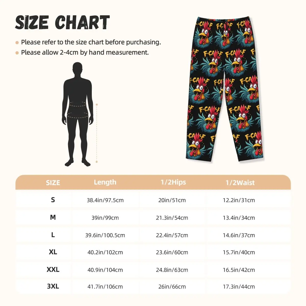 Фото Женские пижамные штаны с забавным принтом F-Caw-F Chicken - штаны для отдыха FCAWF Chicken Lounge Pants с карманами, нижняя часть пижамы для общежития №5