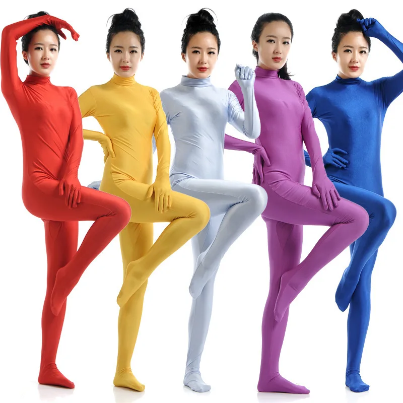 Black Spandex Zentai Full Body Skin Tight Jumpsuit Unisex Zentai Suit Bodysuit Costume for Women Unitard Lycra Dancewear