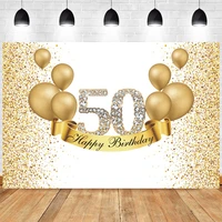 gold 50th backdrop women happy birthday party men balloon photography background adult golden black photographic banner