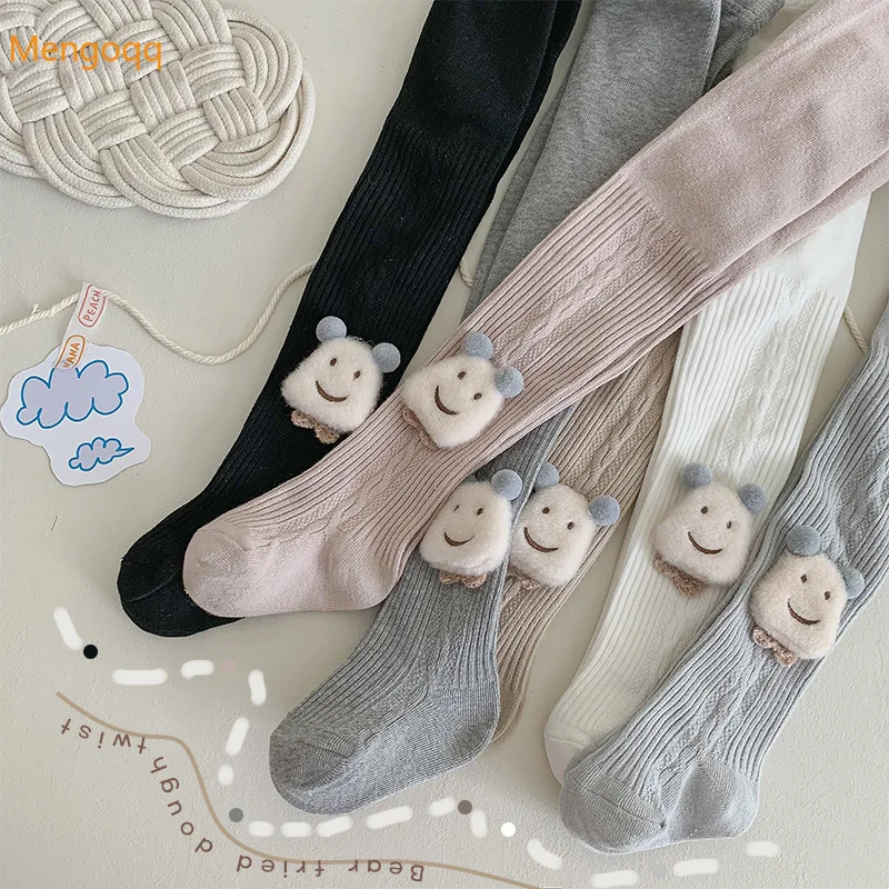 

Осенние детские колготки Mengoqq с боковым переплетением, детские леггинсы с медведем для девочек, оптовая продажа, Детские теплые штаны принц...