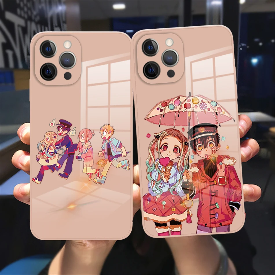 

Милый розовый чехол из закаленного стекла для японской пары аниме с защитой от падения подходит для IPhone 14 13 12 11Pro Max X XR XSMAX 8 7 Plus