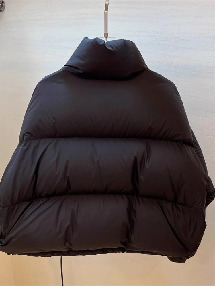Small Cold-Proof down Coat Outerwear Women 2024 Winter New Solid Fluffy Design Short Stand Collar Top