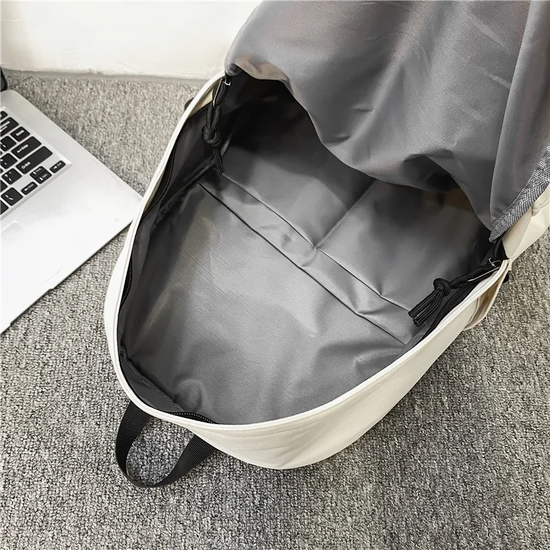 School Backpack College Students Simple Casual Solid Colour Travel Double Shoulder Large Capacity Backpack Schoolbag For Girls B