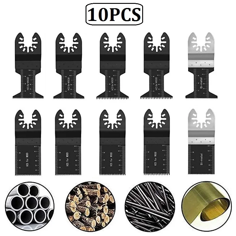 10 Pcs Metal Cutting Oscillating Multi Tool Saw Blades Quick Release Multitool Accessories for Renovator Power Tool