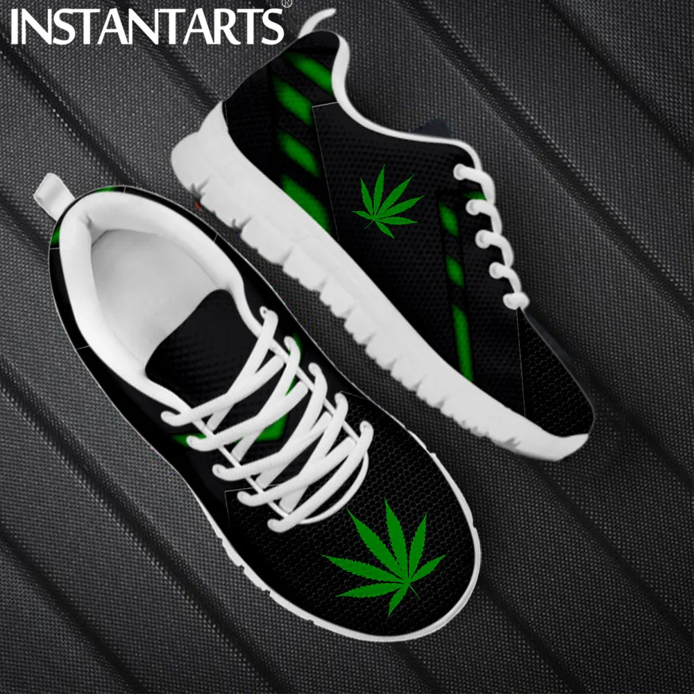 

Женские кроссовки INSTANTARTS, на шнуровке, с 3D принтом листьев травы, спортивная обувь на плоской подошве, 2022
