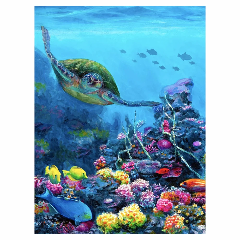 

Бриллиантовая живопись, подводный мир, черепаха, полная Алмазная вышивка, мозаичная картина, закрытая мозаика, украшение для дома, подарок