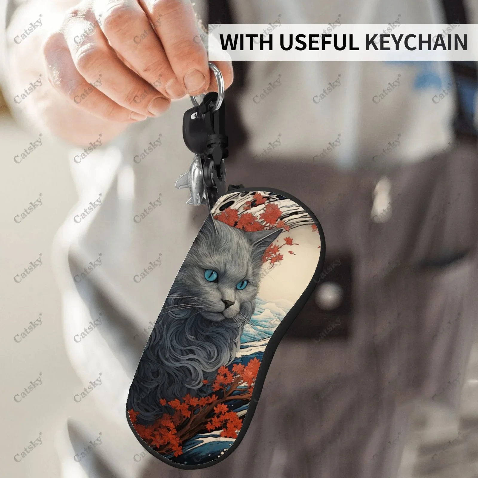 Мягкий Дорожный чехол на молнии с рисунком кошки животных волн для хранения