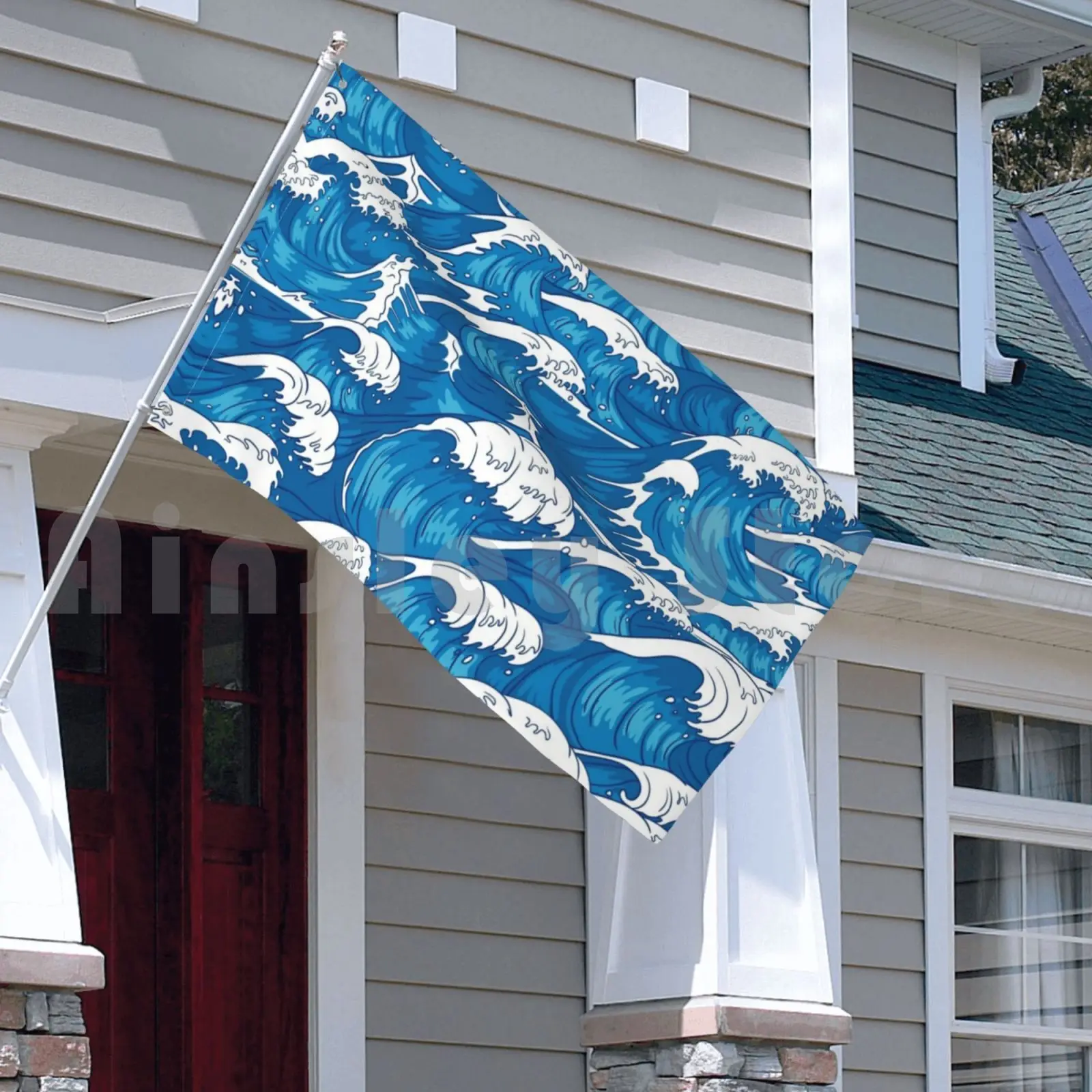 Синий океан волны рисунок флаг автомобиль смешной синий Цвет Цветные Волнистые