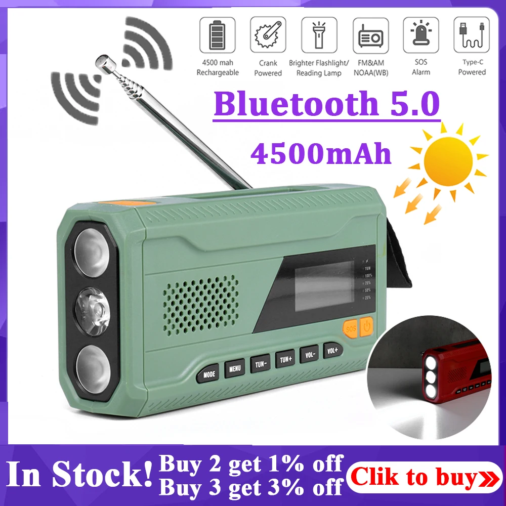 DAB/FM на солнечных батареях портативное радио Bluetooth 5 0 радиоприемник для