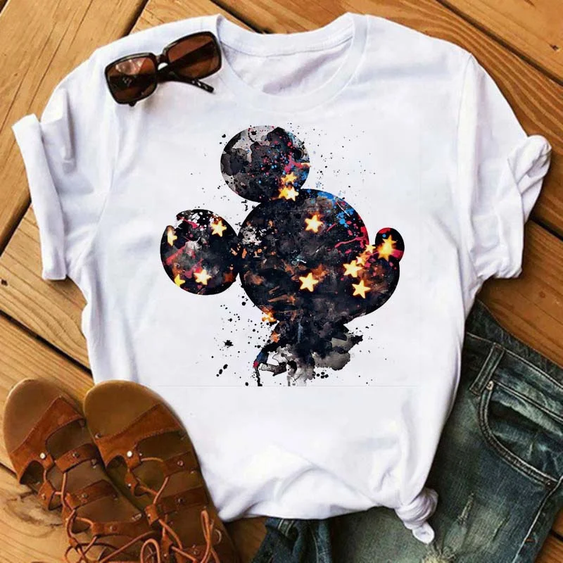 

Mickey Mouse Disney Print T-shirt Women Harajuku Aesthetic Streetwear White Tops Tshirt New Summer Fashion Female T Shirt