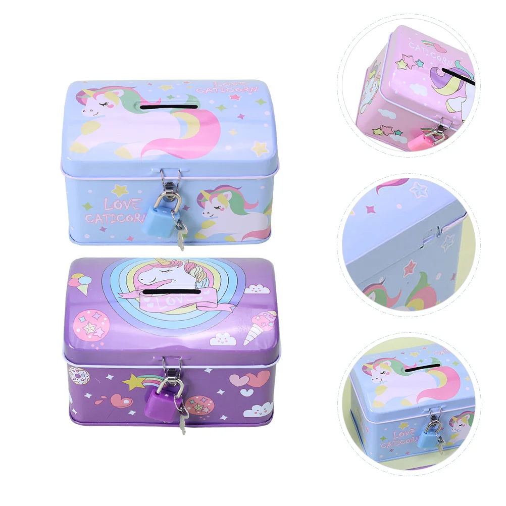 

Bank Piggy Box Moneysaving Lockanimalpot Kids Storage Lockable Slotbanks Tin Tinplate Table Decoration Savings Children Safe