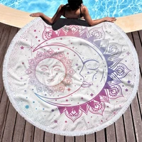 towel beach towel shawl fast drying swimming gym camping big round beach moon and sun 3d all over printed beach towel 01