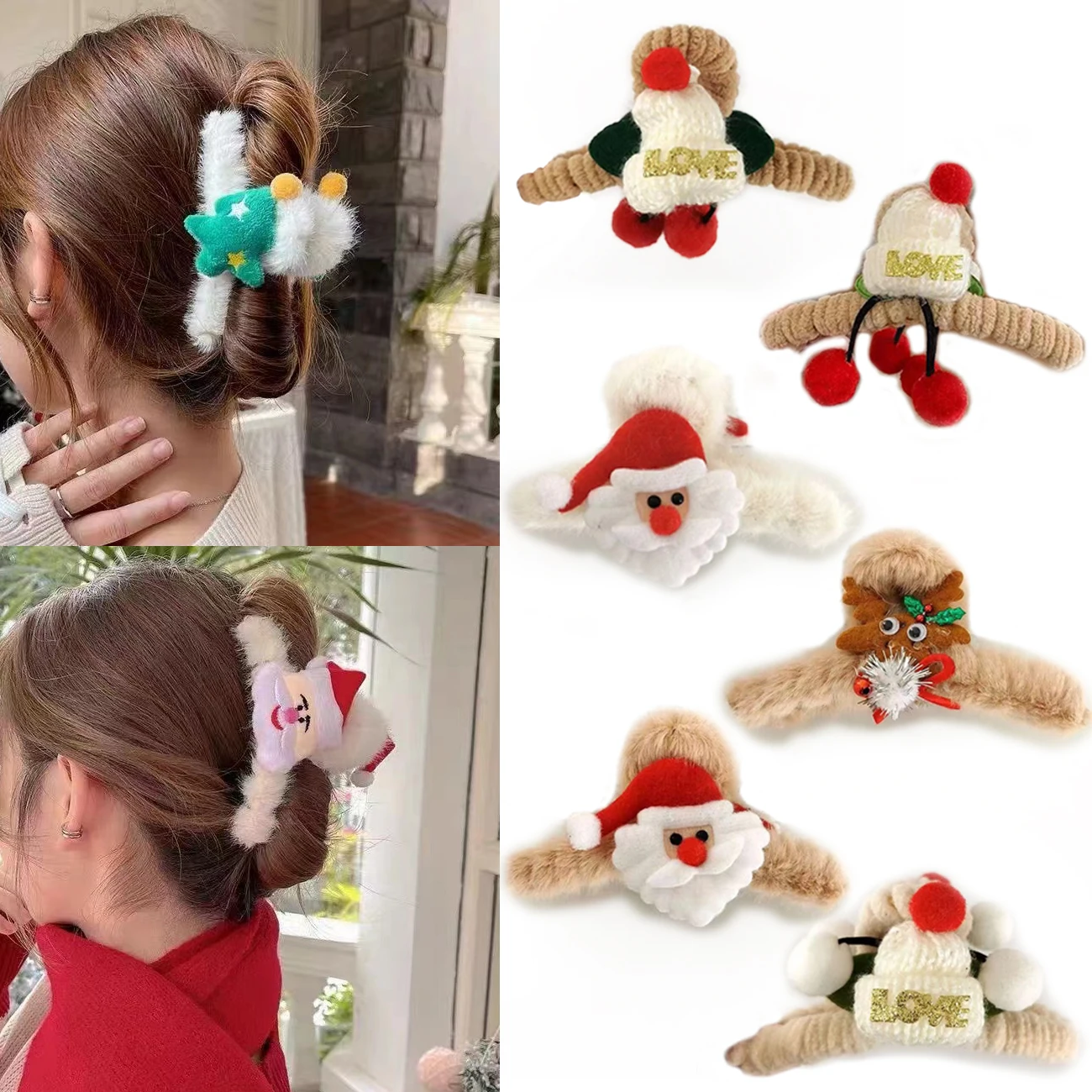 

Fashion Plush Cute Plastic Hair Clip Plush Headwear Large Lady Grab Clip 2022 New Girl Christmas Gift Hair Accessories