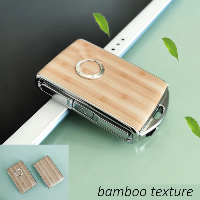 Retrofit Bamboo Wood Texture Car Key Case Fob Cover for Volvo S60 S90 XC40 XC60 XC90 V60 V90 Car Key Shell Accessories for Volvo