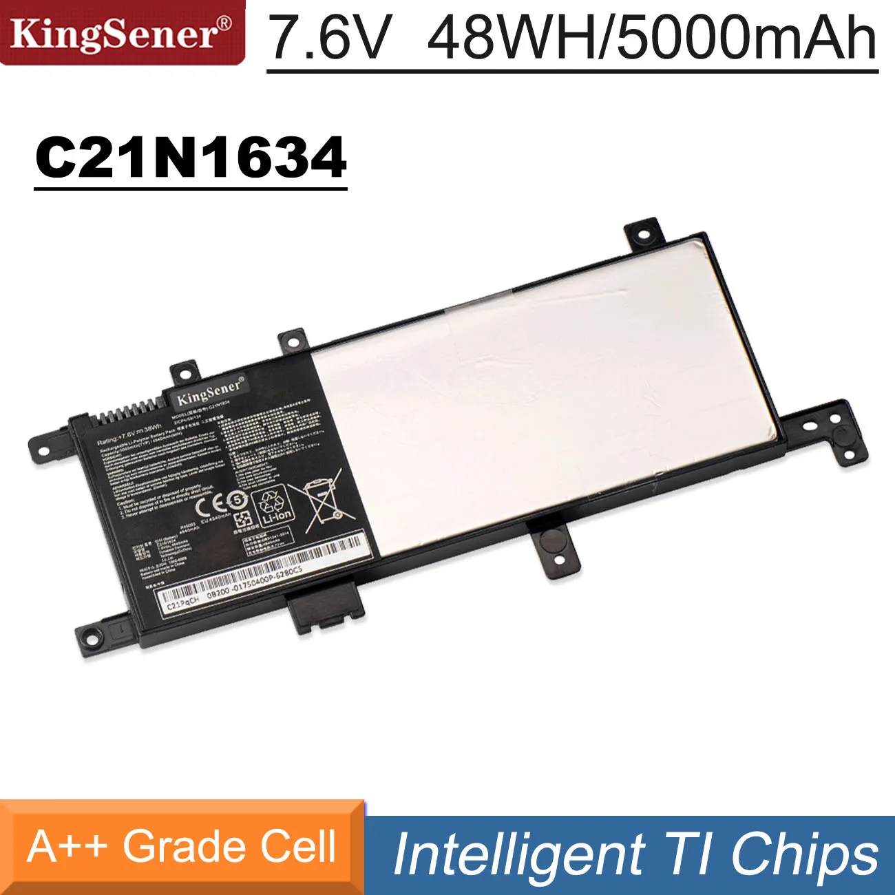 Аккумулятор для ноутбука Kingsener C21N1634, Asus Vivobook R542UR, FL5900L, FL8000L, X542U, A580U, X580U, X580B, V587U