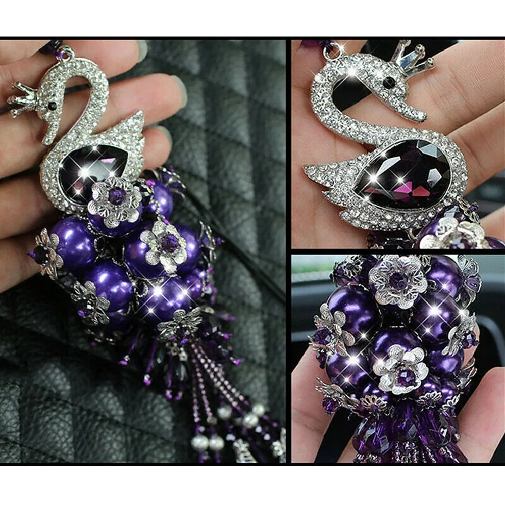 

Interior Pendant Ornament Purple Rearview Mirror Small Auto Bling Charm