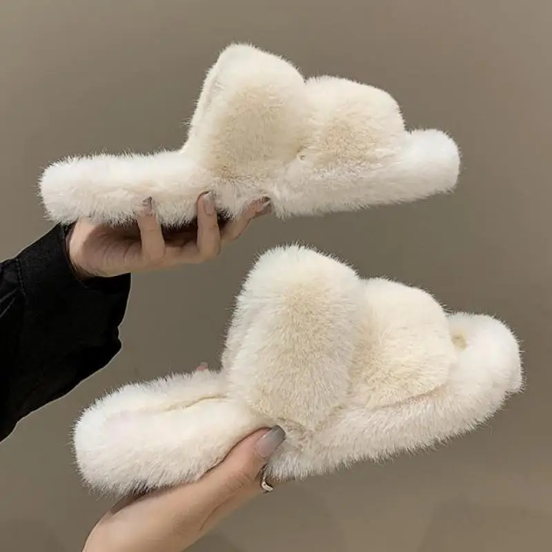 

House Slippers Shoes Slides Flock Fashion Fur Flat Soft Luxury Plush With Rubber 2023 Ytmtloy Zapatilla Mujer Casa Indoor Sexy1