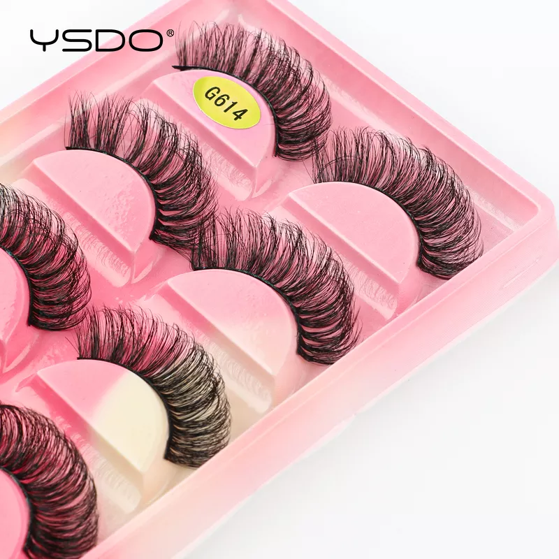 YSDO 5 Pairs Eyelashes Natural Long 3D Mink Lashes Fluffy Volume Mink False Eyelashes Cruelty Free Wispy Lashes Makeup Cilios