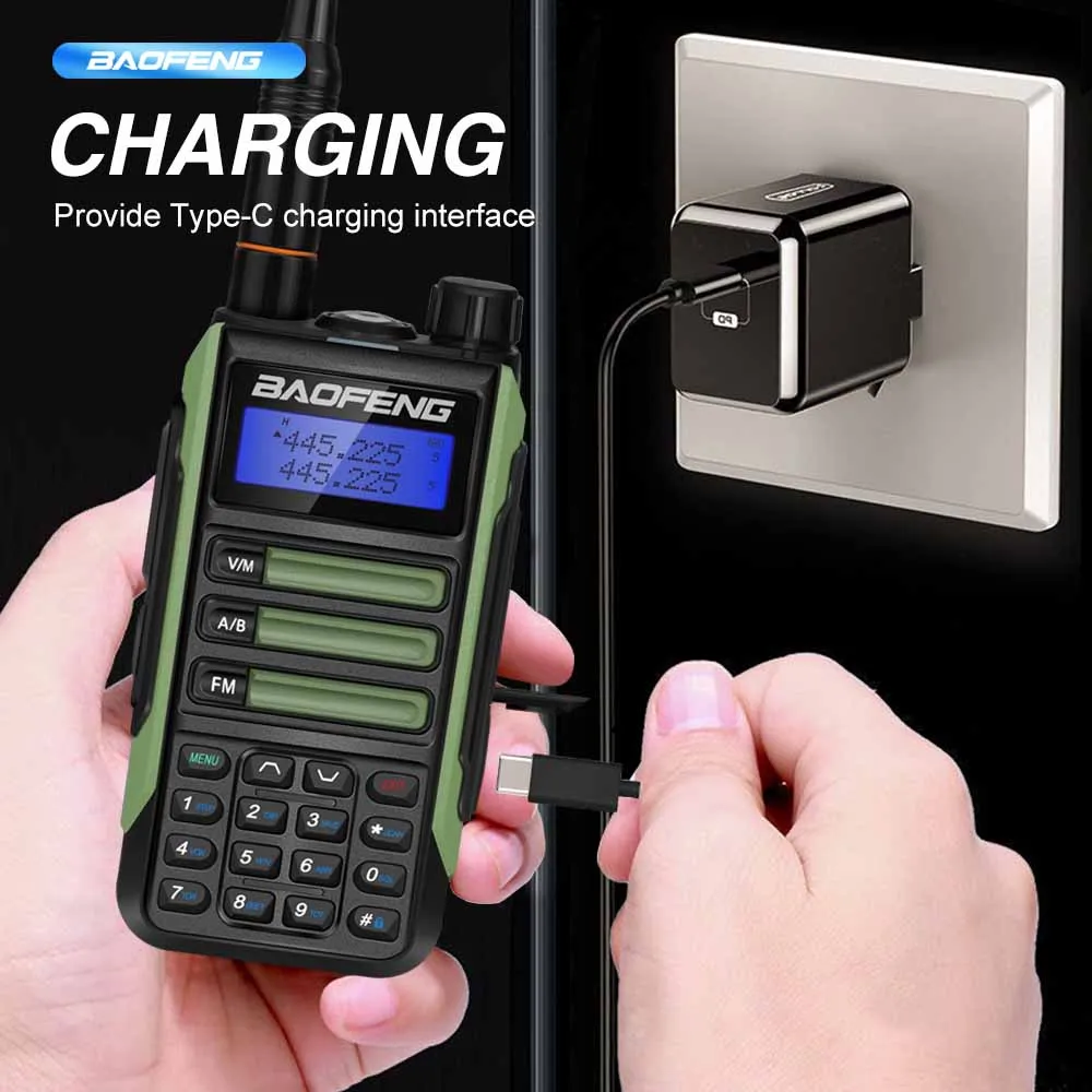 2022 BaoFeng UV-16 plus 10W High Power Antenna Walkie Talkie TYPE-C Charger Long Range Waterproof Transceiver Ham Two Way Radio
