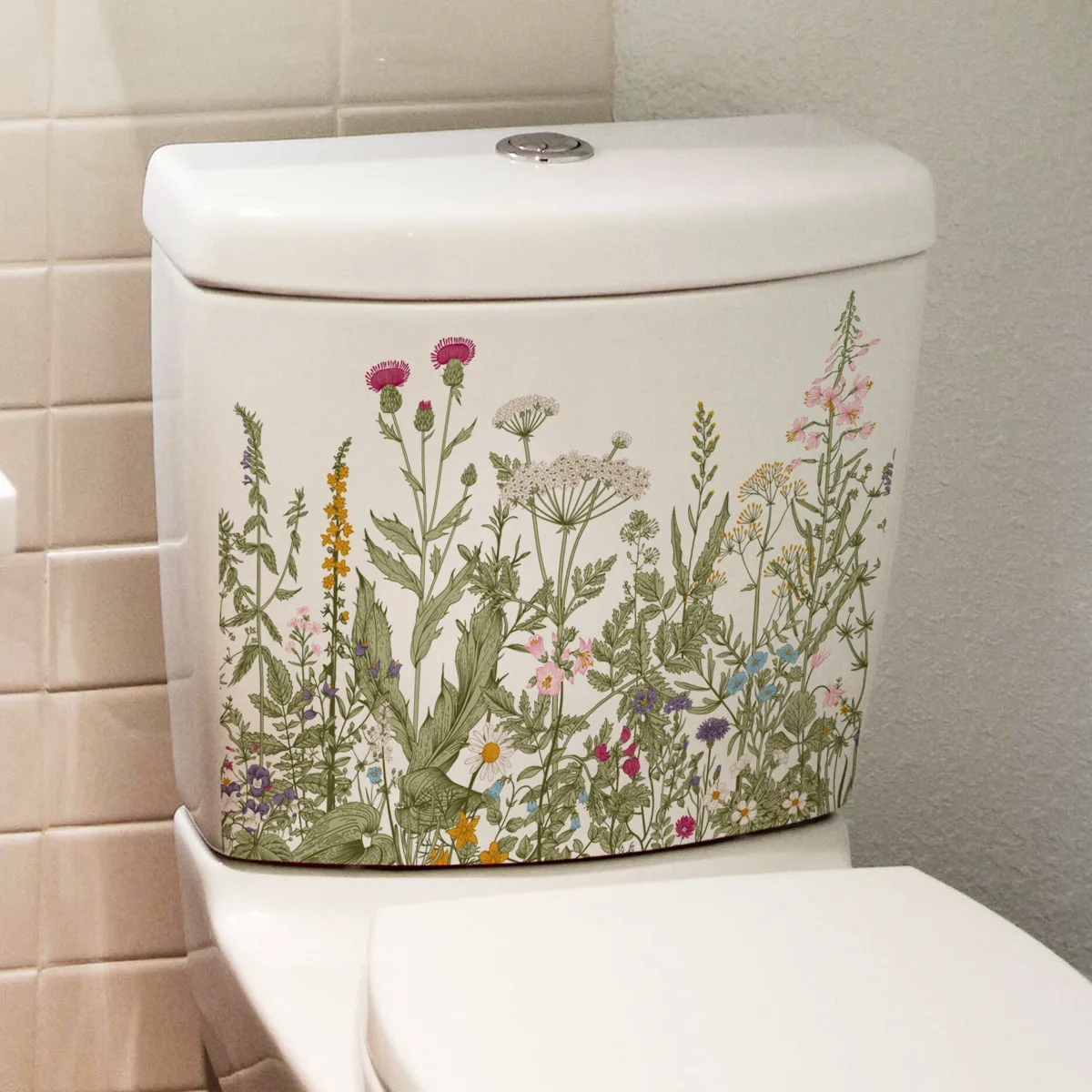 

Various Green Plants Flowers Wall Sticker Bathroom Toilet Decor Decals Living Room Cabinet Home Decoration Self Adhesive Mural