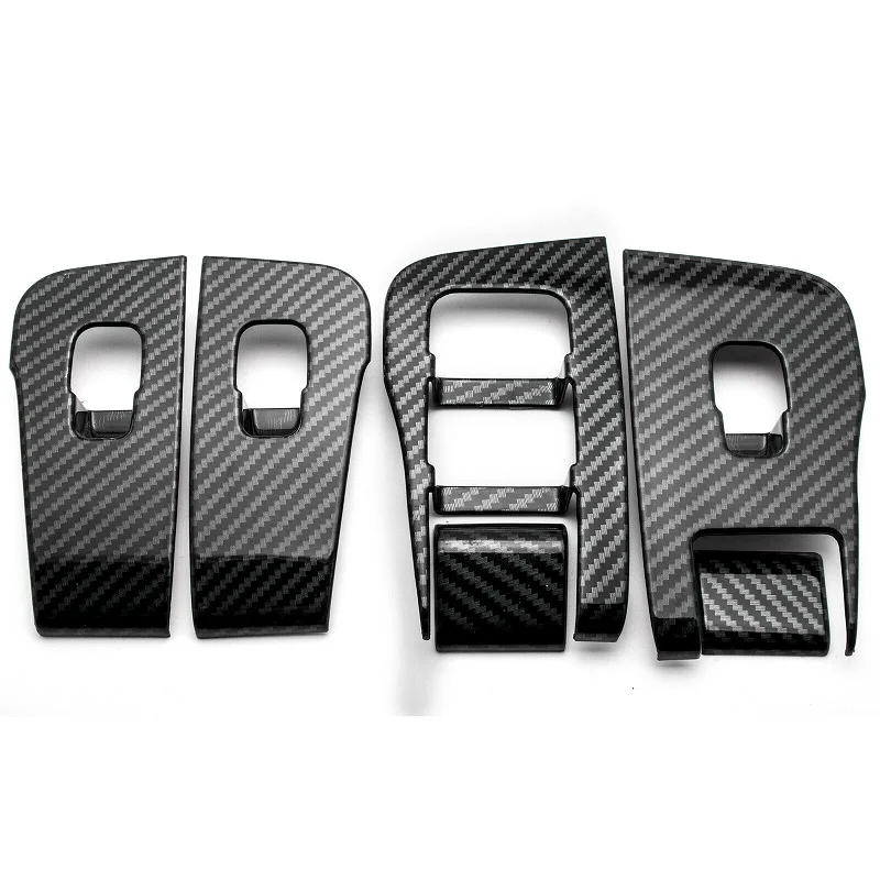 

6x Автомобильная декоративная крышка из углеродного волокна, дверь, окно, переключатель, кнопка подъема, декоративная рамка для Tesla Model 3 Y 2017-2021